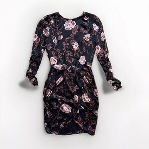 Zara Floral Dress Floral Open Back Rose Women's Size S